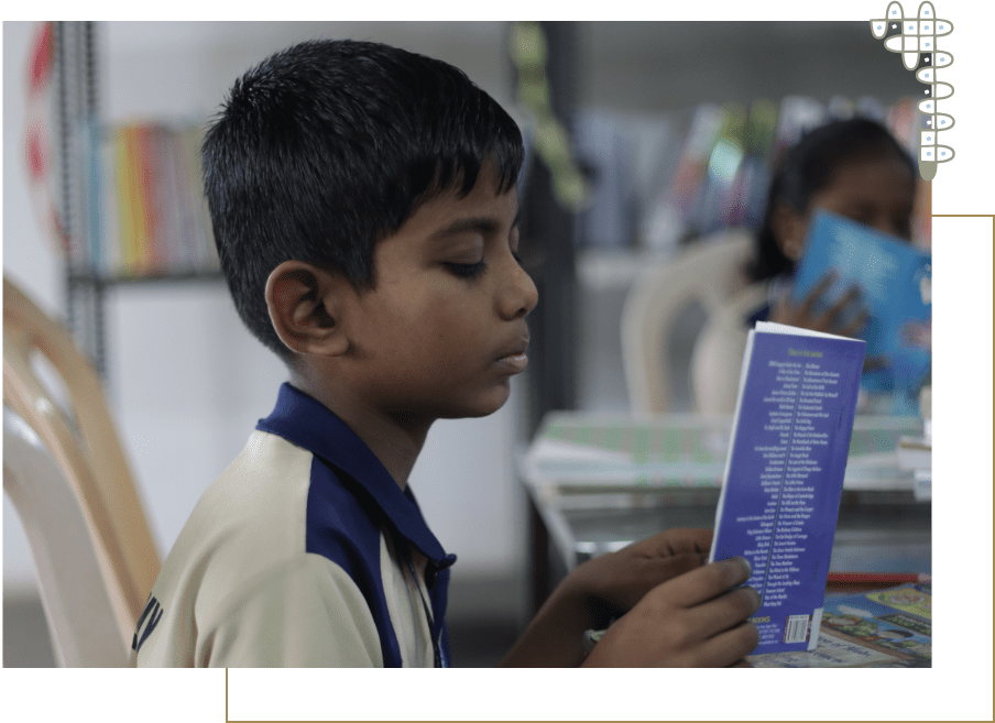 A boy reading a book